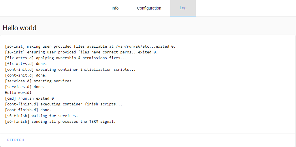 Screenshot of the app logs